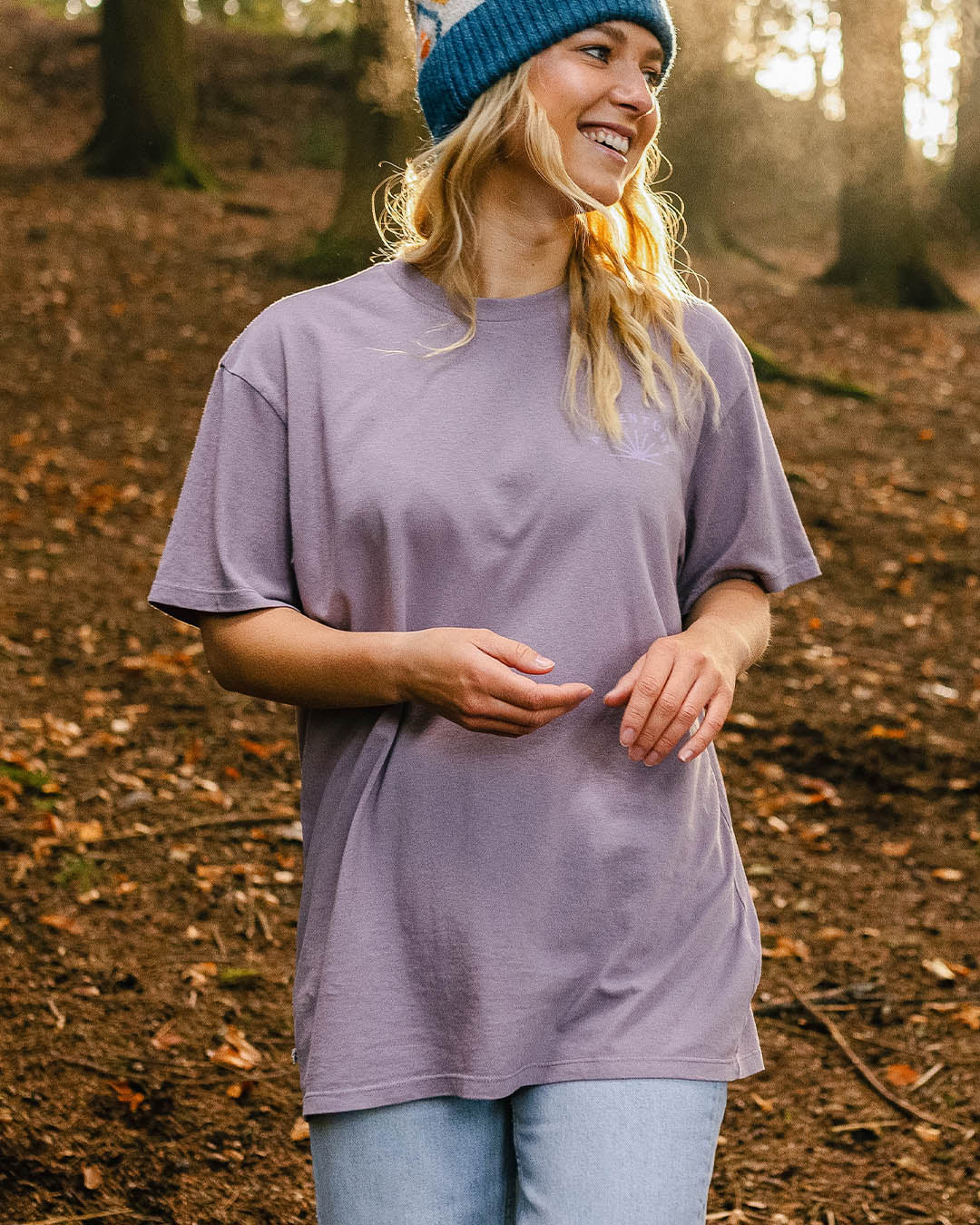 Roamers And Seekers Recycled Cotton Oversized T-Shirt - Dusty Lilac