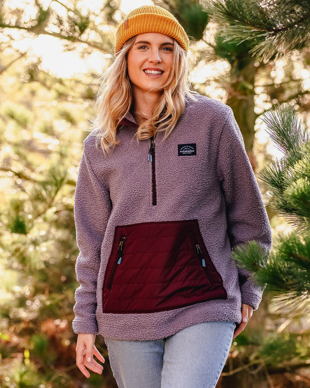 Perouse Recycled Sherpa 1/2 Zip Fleece - Dusty Lilac