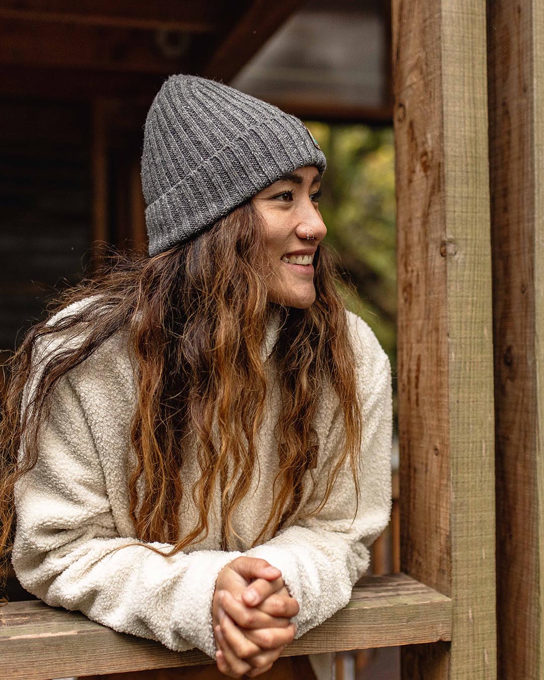 Womens_Katira Rib Knit Beanie - Charcoal