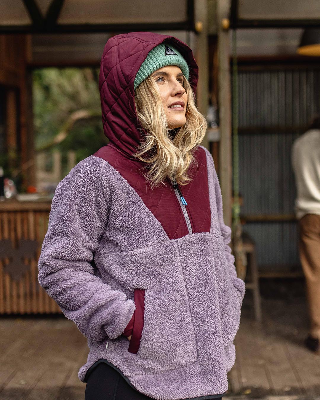 Beaumont Recycled Sherpa Hooded Fleece - Dusty Lilac