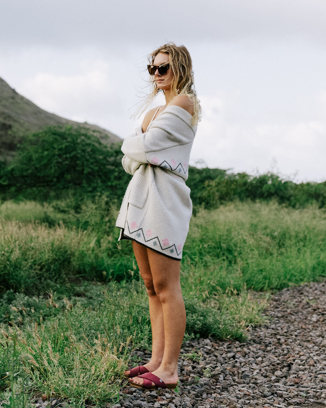 Leif Recycled Yarn Cardigan - Off White