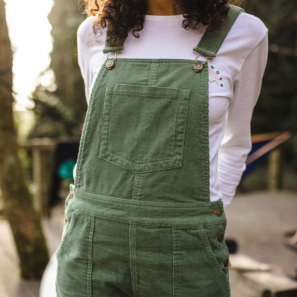 Roamist Recycled Cord Dungarees - Dark Ivy