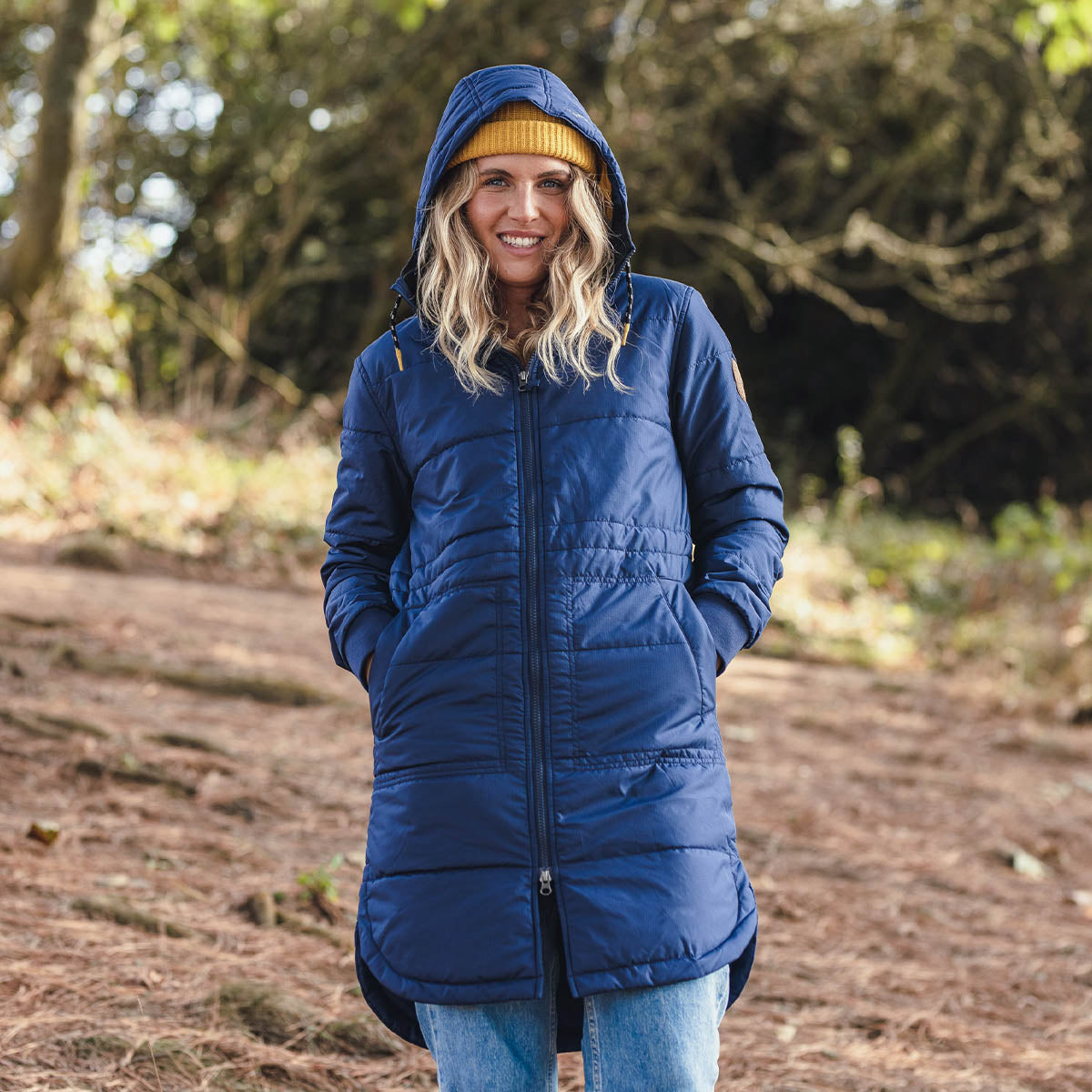 Flora Long Recycled Insulated Jacket - Rich Navy