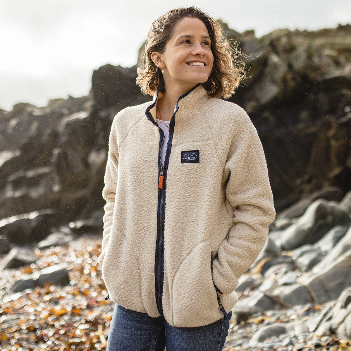 Fairbanks Full Zip Recycled Sherpa Fleece - Oatmeal – Passenger
