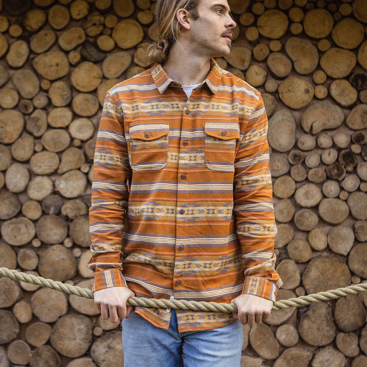 Cabin Jacquard Organic Shirt - Glazed Ginger Pattern