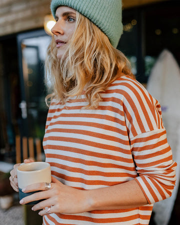Panorama Striped LS T Shirt Glazed Ginger