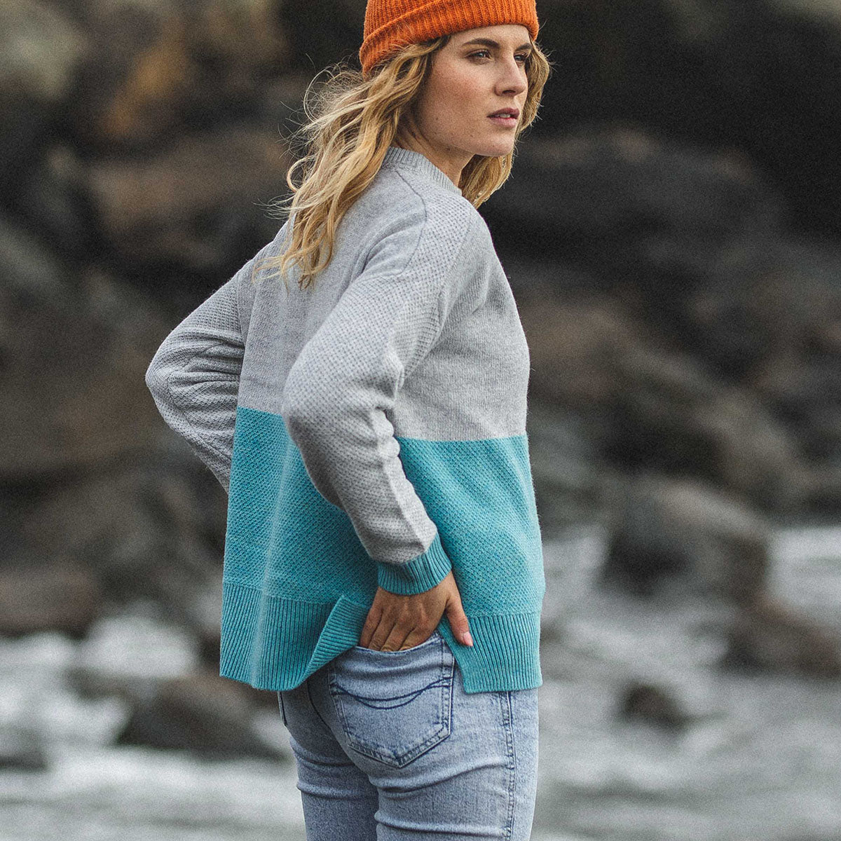 Nelson Knitted Sweatshirt - Ocean Green
