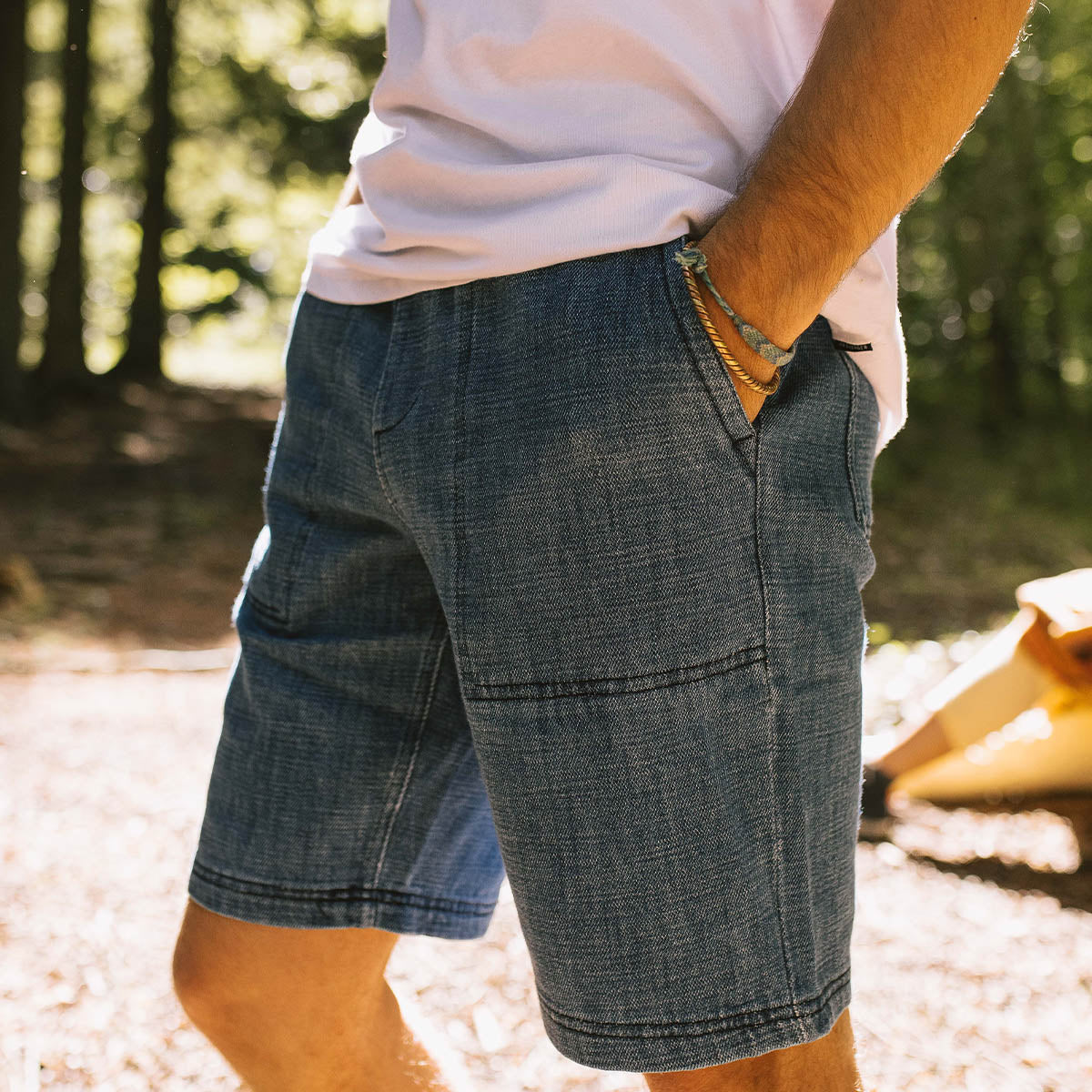 Pine Organic Cotton Cord Shorts - Washed Denim
