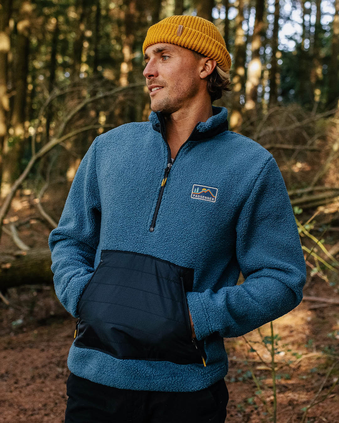 Oceanside Recycled Sherpa 1/2 Zip Fleece - Blue Steel