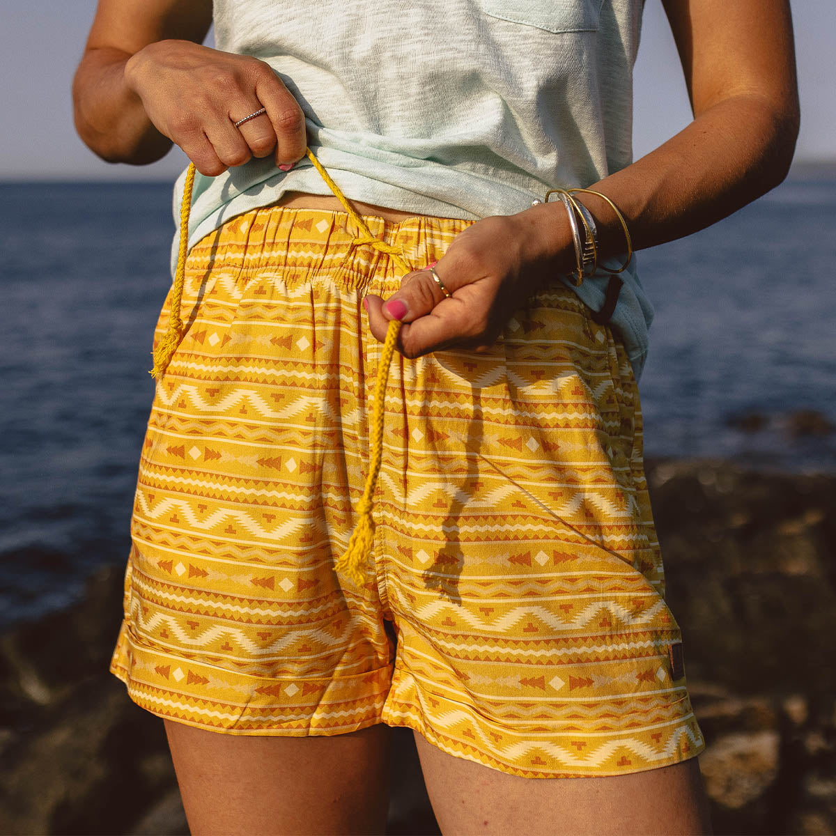 Santosa Organic Cotton Shorts - Ochre Yellow Sol