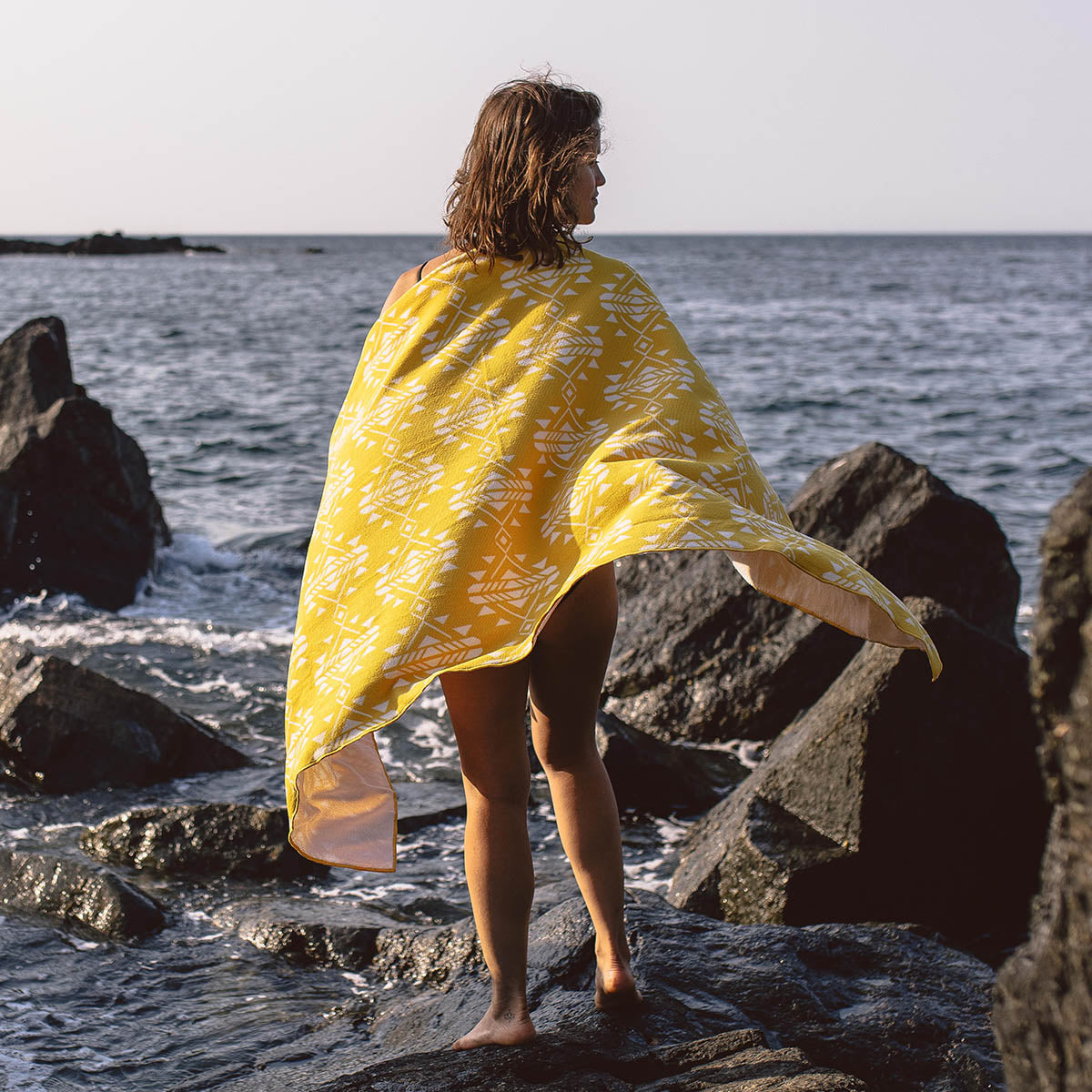 Portland Recycled Beach Towel - Yellow Coast