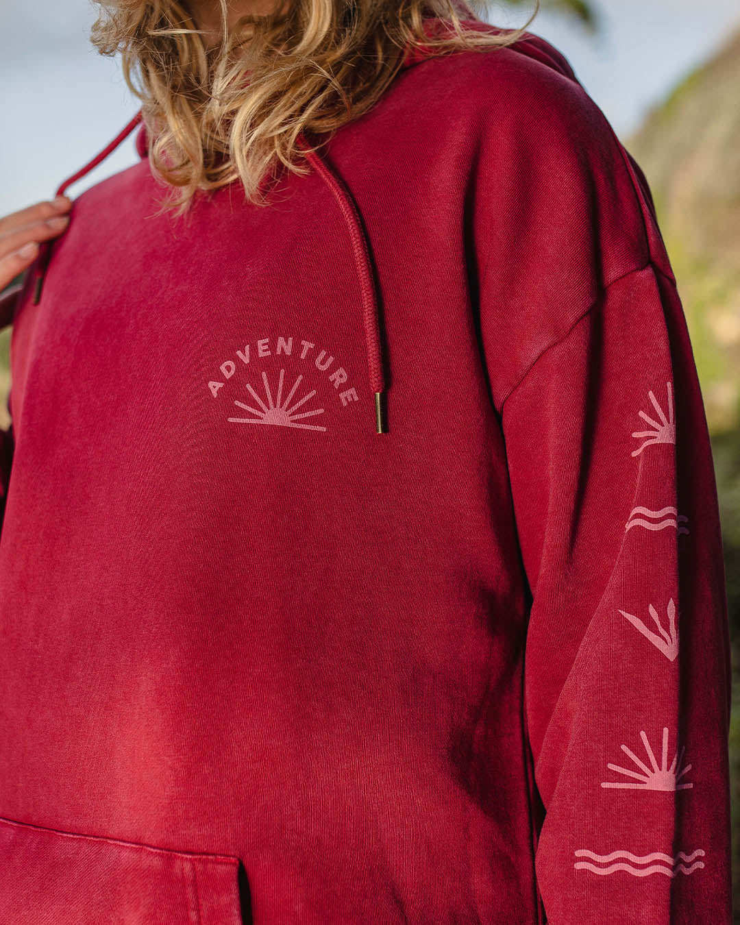 Roamers And Seekers Recycled Cotton Oversized Hoodie - Rhubarb