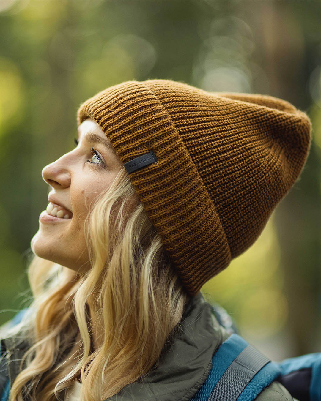 Womens_Compass Recycled Acrylic Beanie - Golden Brown
