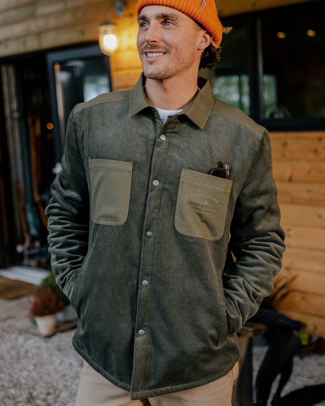 Kodiak Sherpa Lined Cord Shirt - Dusty Olive