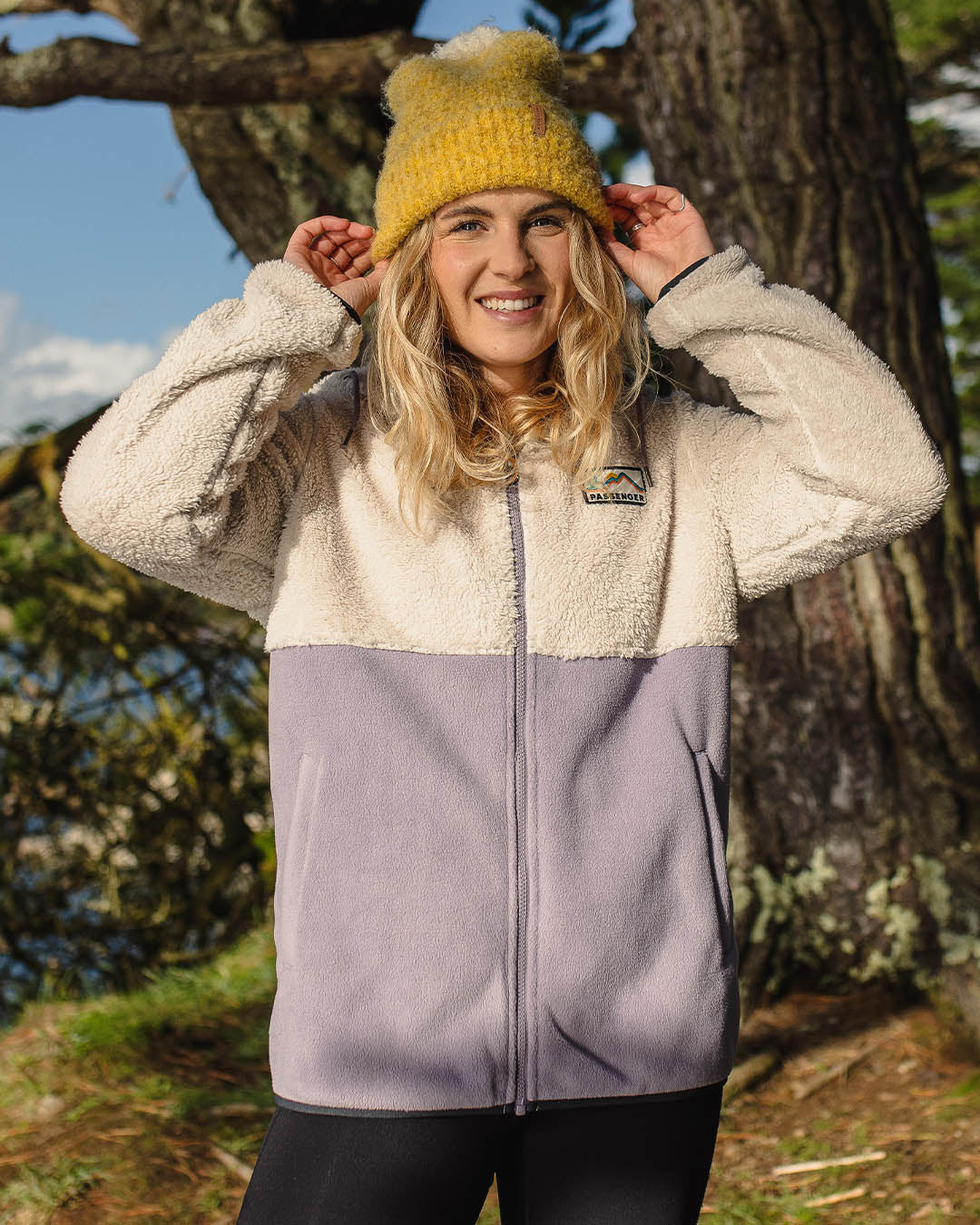 Nestling Recycled Sherpa Hooded Fleece - Dusty Lilac