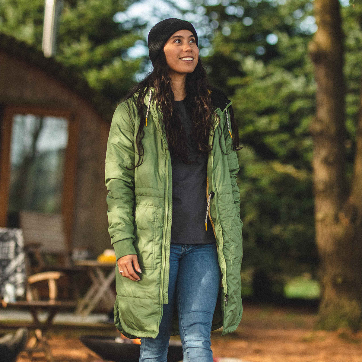 Flora Long Recycled Insulated Jacket - Vineyard Green