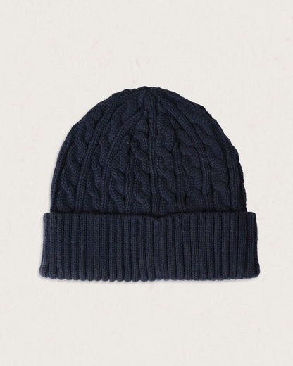 Fireside Recycled Acrylic Cable Knit Beanie - Rich Navy