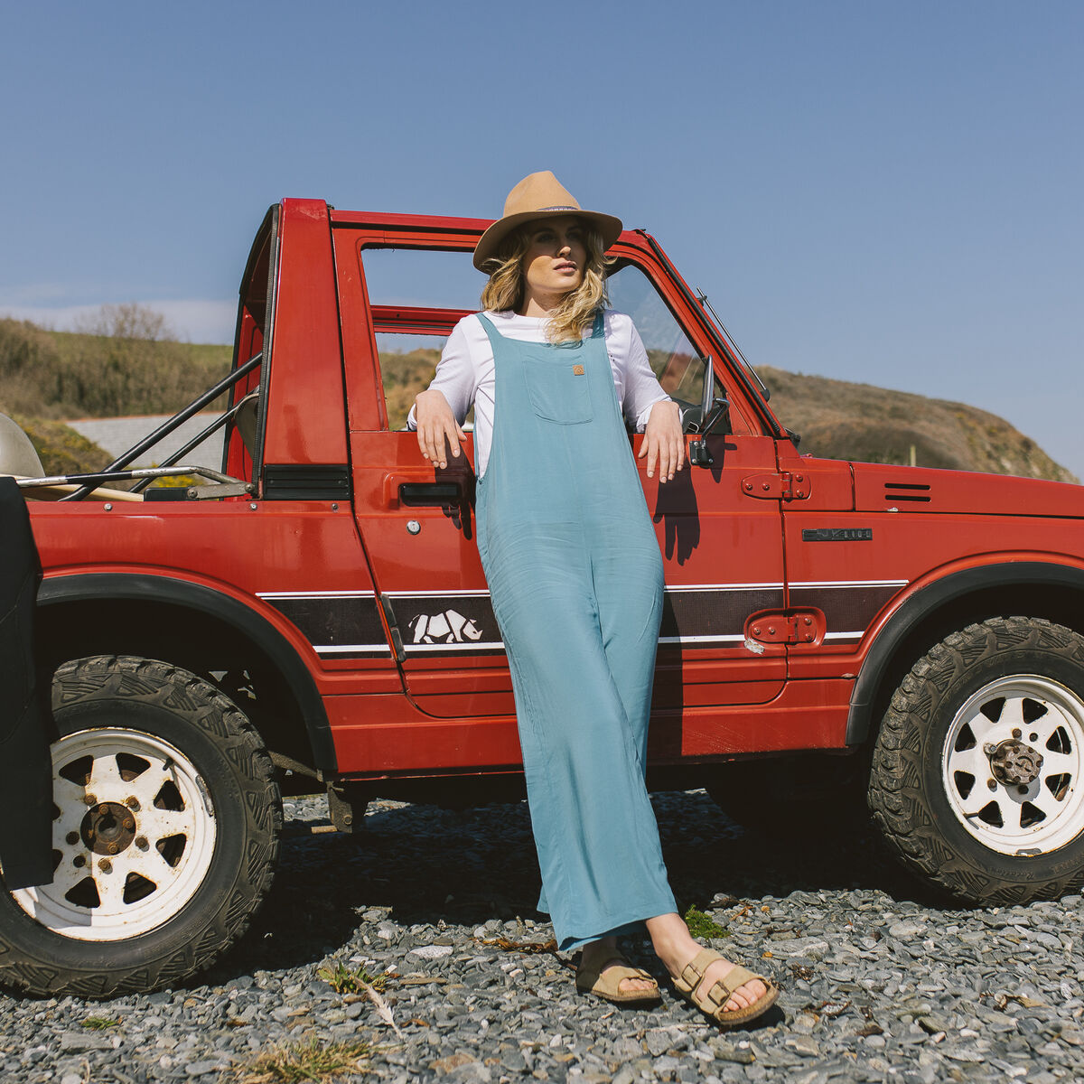 Lazy Day Dungarees - Ocean Blue