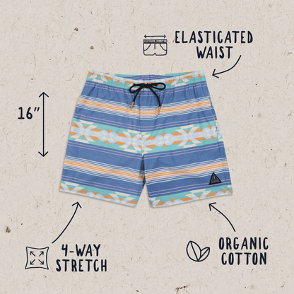Ponoma Organic All Purpose Shorts - Soft Cobalt Pattern