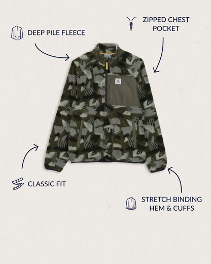 Offroad Recycled Deep-Pile Sherpa Fleece - Fir Tree Camo Pattern