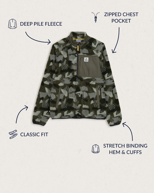 Offroad Recycled Deep-Pile Sherpa Fleece - Fir Tree Camo Pattern