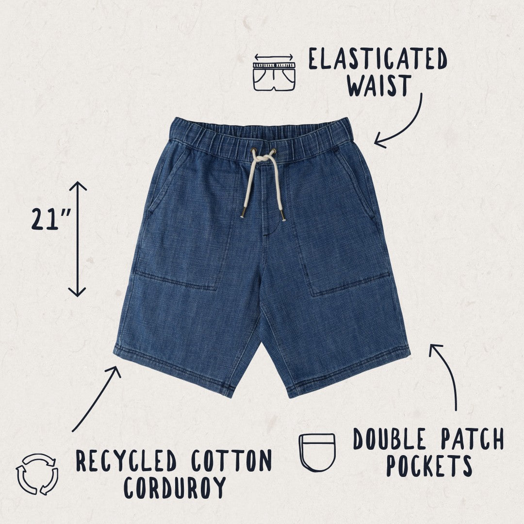 Pine Organic Cotton Denim Shorts - Washed Denim