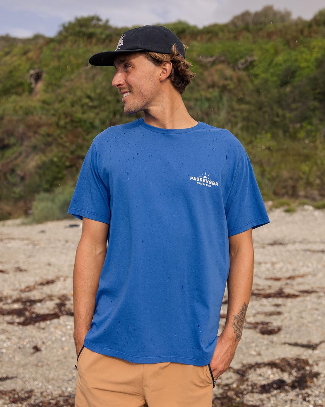 Men_Roam Free Recycled Cotton T-Shirt - True Blue