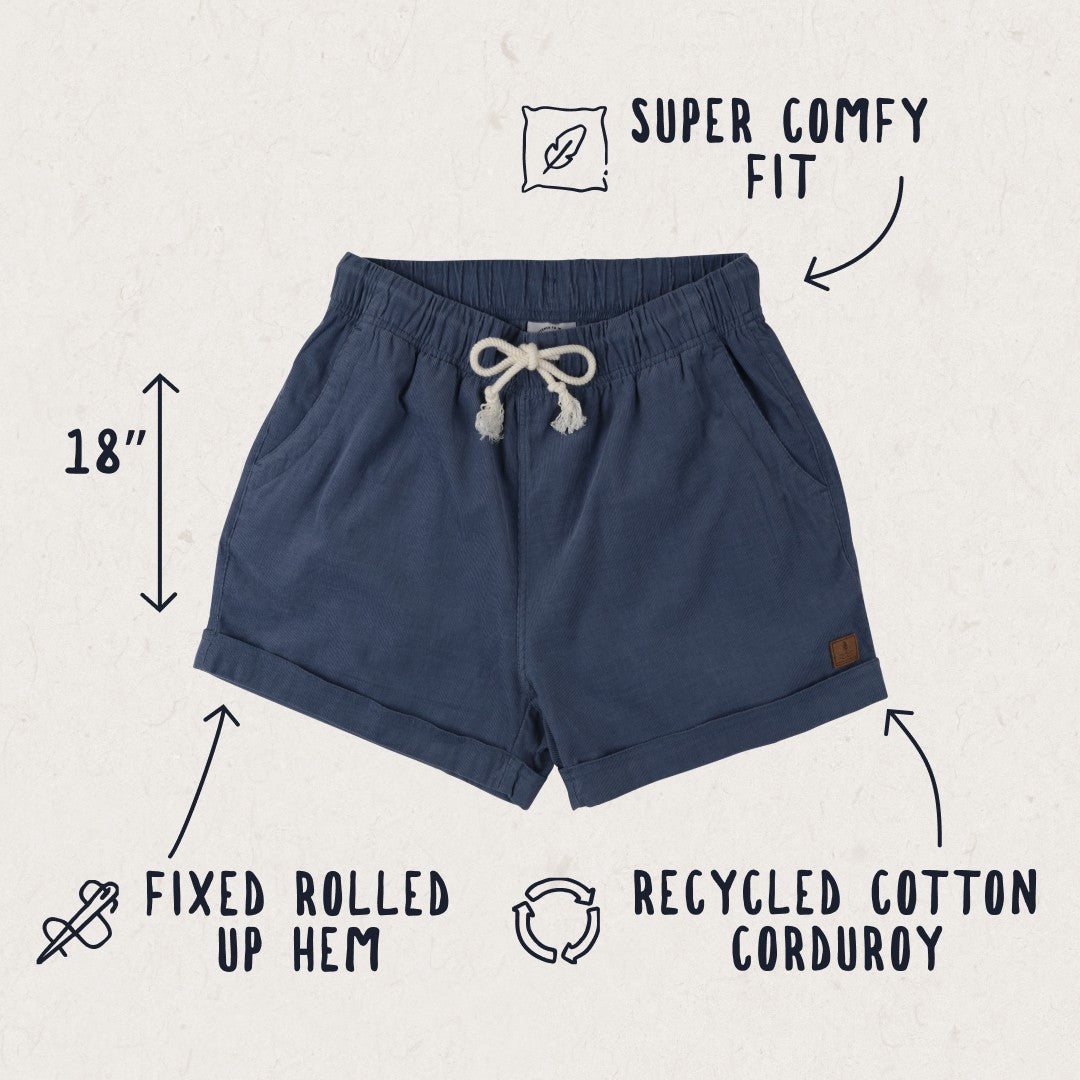 Santosa Recycled Cord Shorts - Blue Glass