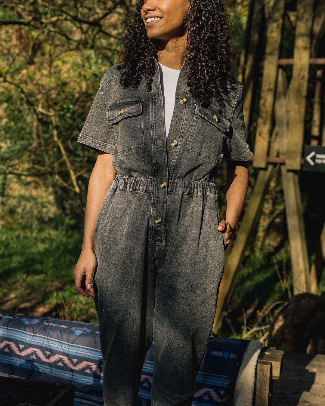Bluebell Boiler Suit - Washed Black Denim