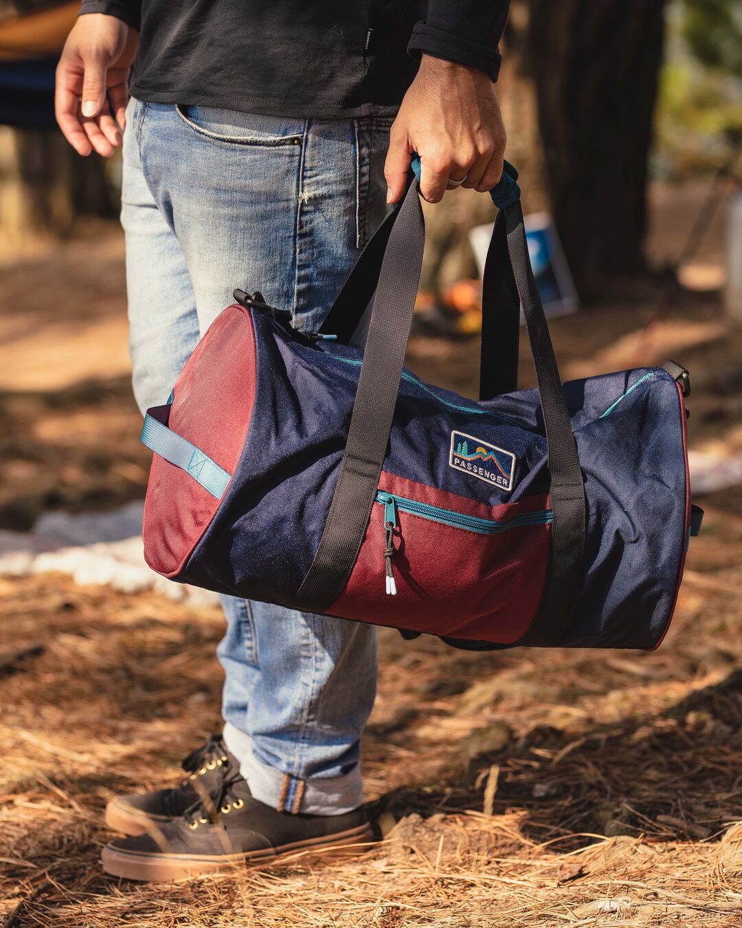 Escape It All 30L Recycled Duffle Bag - Navy/Burgundy
