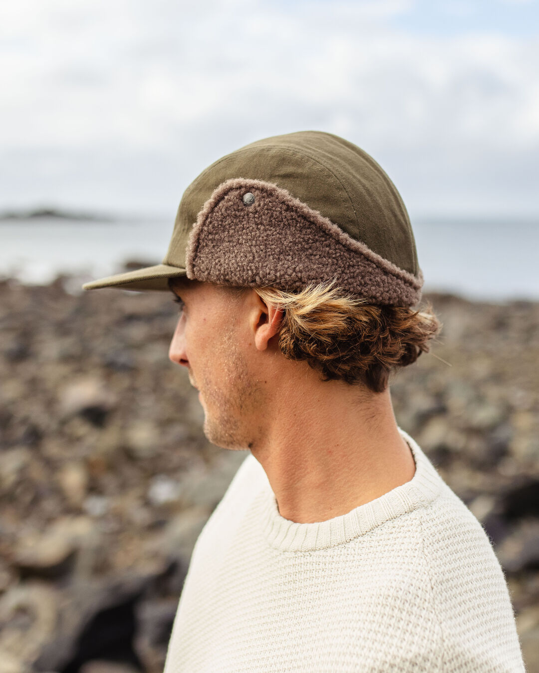 Male_Daytime Recycled Cotton Sherpa Lined Hat - Khaki