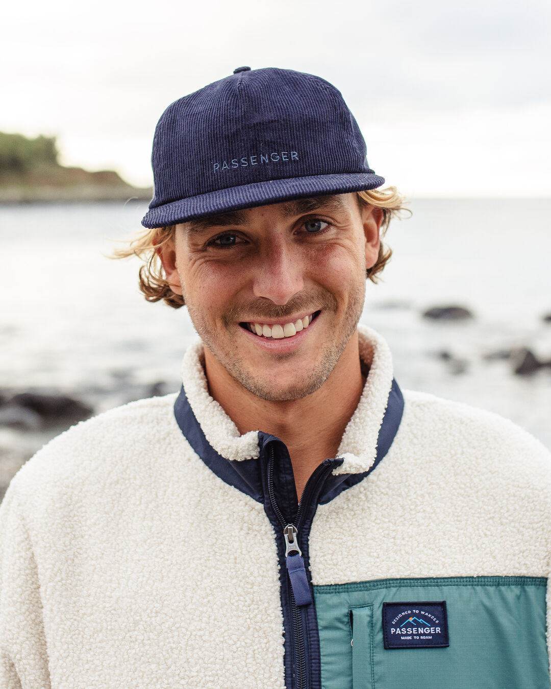 Male_Byron Recycled Cord 5 Panel Cap - Rich Navy