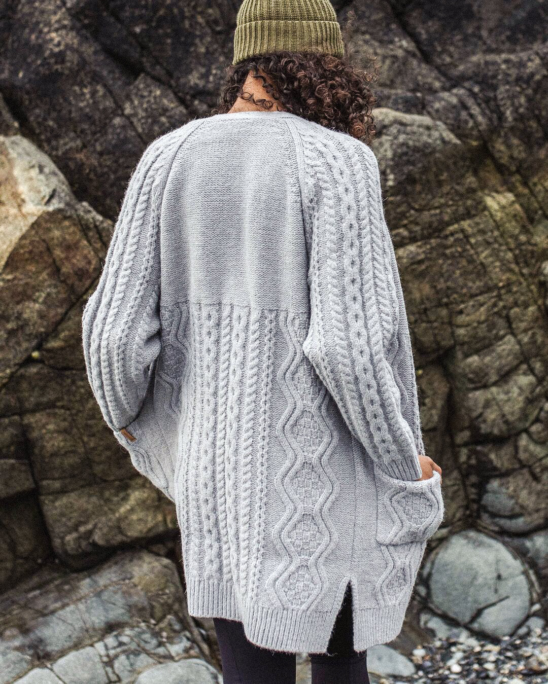 Seaboard Knitted Cardigan - Light Grey Marl
