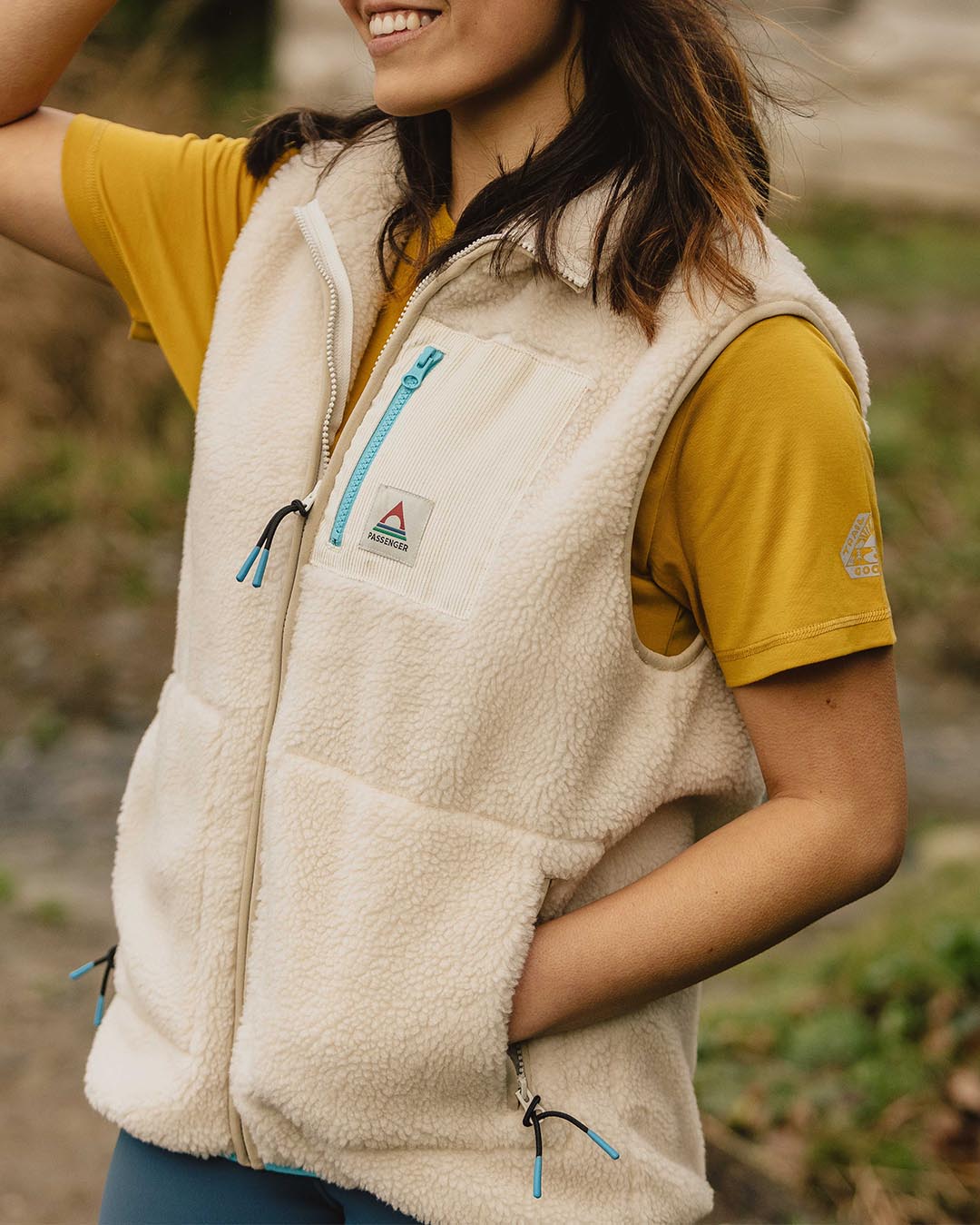 Lucian Recycled Sherpa Fleece Vest - Warm Ivory