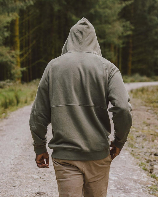 Heritage Full Zip Recycled Cotton Hoodie - Dusty Olive
