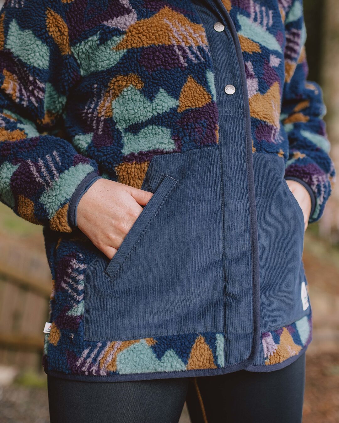 Clover Recycled Sherpa Fleece - Deep Blue Camo Pattern
