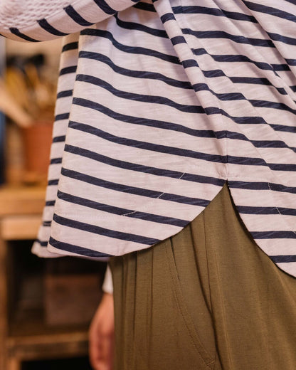 Luna Oversized Recycled Cotton Ls T-Shirt - Navy Stripe
