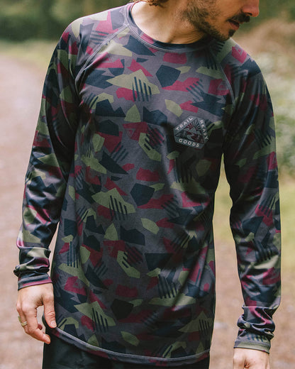 Sky Recycled Base Layer LS T-Shirt - Charcoal Camo Pattern